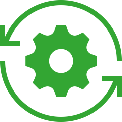 Zahnrad mit Pfeil als Symbol für Kurzarbeit Entschädigung